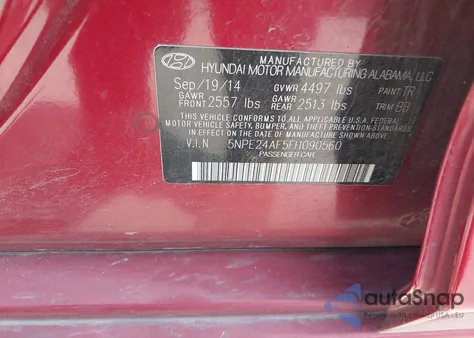 2015 Hyundai Sonata Se z USA, uszkodzony, nr VIN 5NPE24AF5FH090560